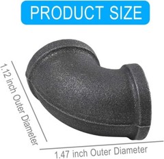 20 Pack 1/2 Inch 90 Degree Black Elbow Threaded Pipe Fittings, Cast Pipe Fitting