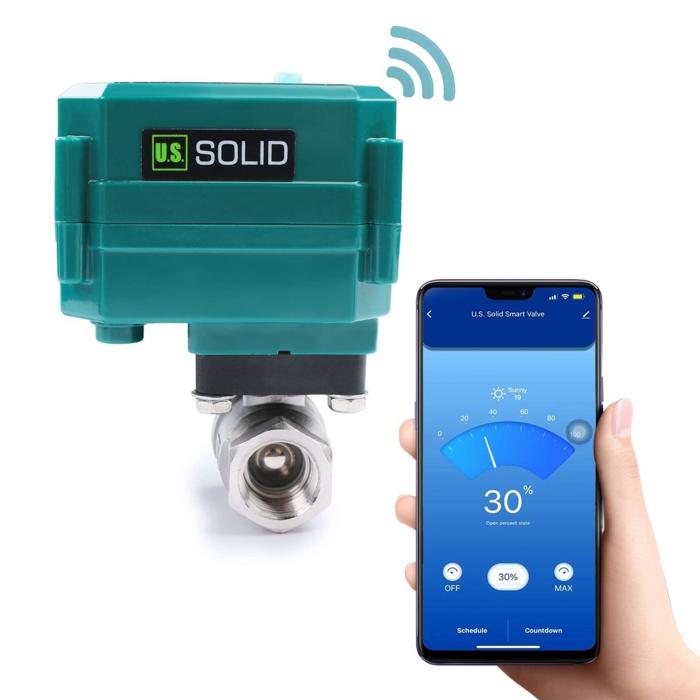 U. S. Solid Wifi Smart Motorized Ball Valve 1/2 in 304SS US Plug Manual Switch