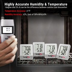 TempPro TP49 4 Pieces Digital Hygrometer Indoor oyster white, Oyster White