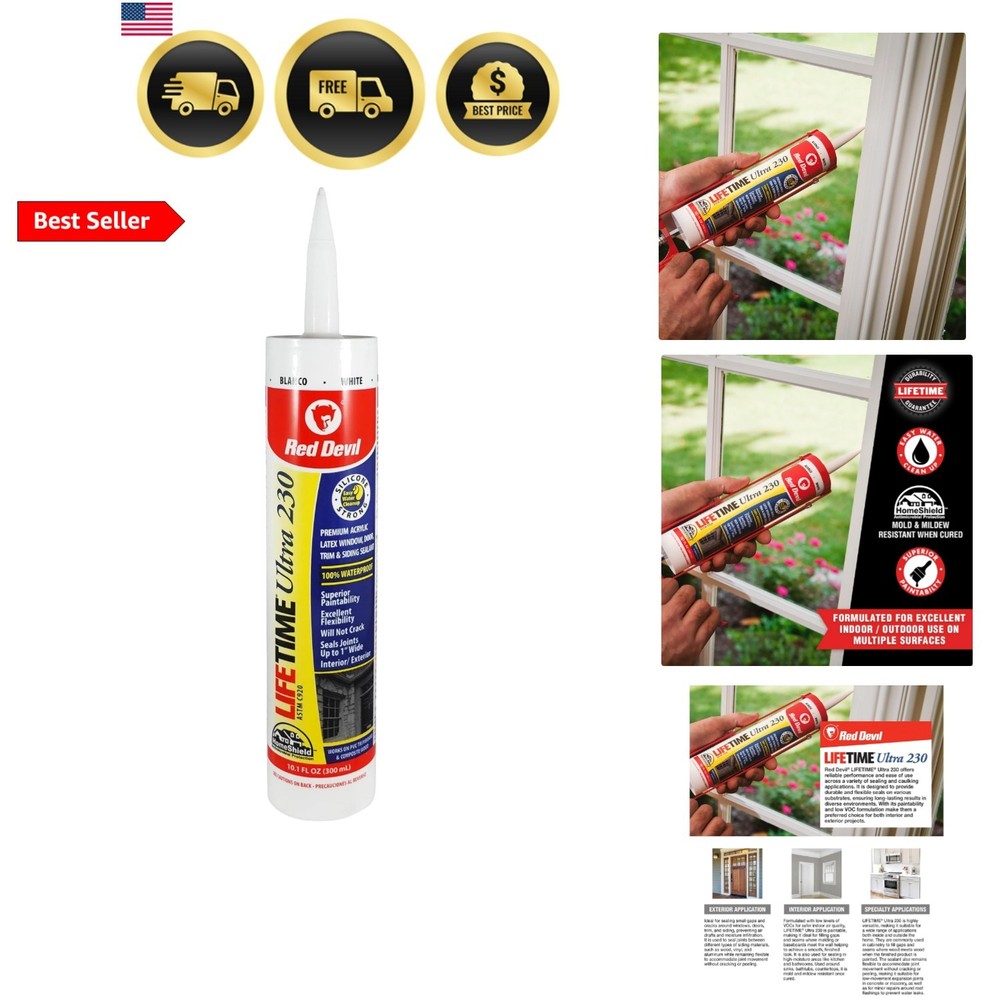 Lifetime Ultra 230 Elastomeric Acrylic Latex Sealant, 10.1 oz,