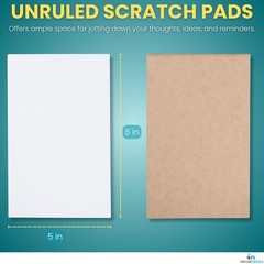 Unruled Memo Pads 5×8 – White Scratch Pads, 100 Sheets, 12-Pack for Office Use