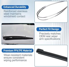 Rear Windshield Wiper for Nissan Rogue 2014-2020, Streak-Free OEM Back Wipers Bl