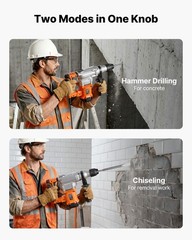 VEVOR Rotary Hammer Drill 1-1/8 in SDS-Plus Electric for Concrete and Masonry