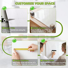 Whiteboard Sticker for Wall, 4X6Ft White Board Paper, Super Sticky Dry Erase Wal