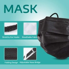 Face Mask 50 PCS BLACK Color 4-Ply Disposable Face Mask Earloop Mouth Cover