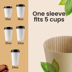 Sleeves Coffee 100 Pcs – Corrugated Brown Kraft Paper Cups Sleeves Fit 12oz,