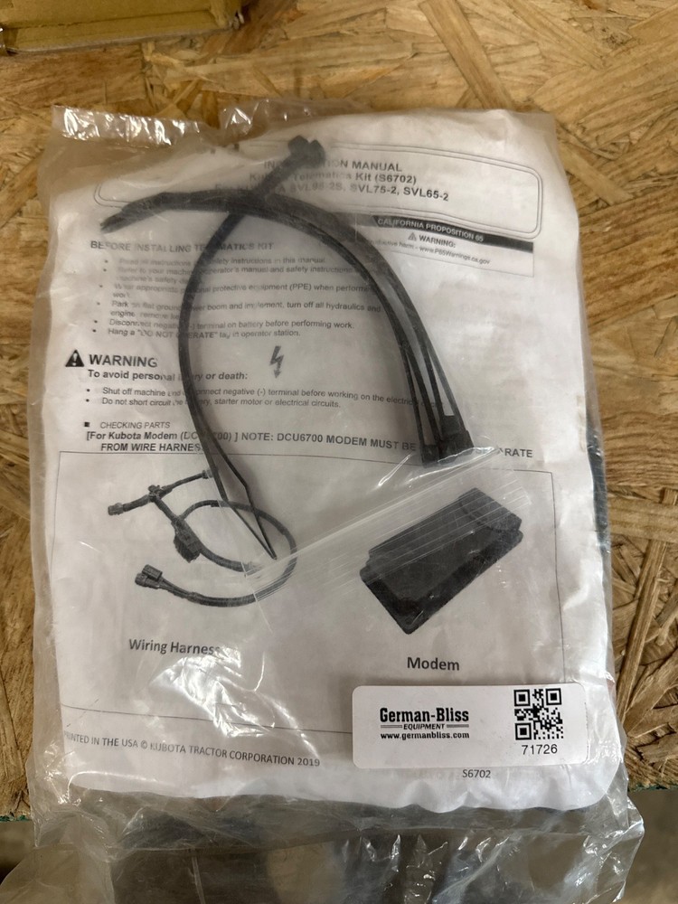 2022 KUBOTA S6702 SVL TELEMATICS HARNESS