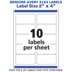 Avery TrueBlock Laser Shipping Labels 2″ x 4″ (5163) PICK YOUR OWN # OF LABEL