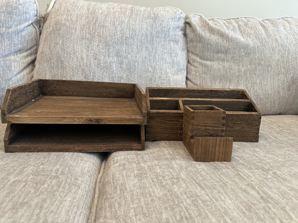 desk organizer set wooden