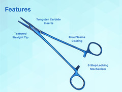Mayo Hegar Needle Holder 7″ Needle Driver w/ TC Blue Plasma Inserts ARTMAN