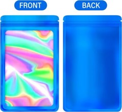 100 Pack Dark Blue Holographic Ziplock Bags Resealable Sealable Packaging Bag