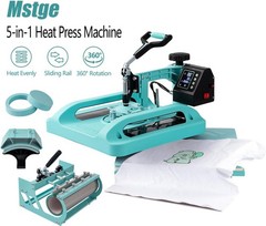 5 in 1 Heat Press Machine 15 x 15 in Sublimation Printer Transfer T-Shirt Mug