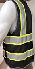 Hi Visibility Reflective Black Safety Vest (Small to 2XL)