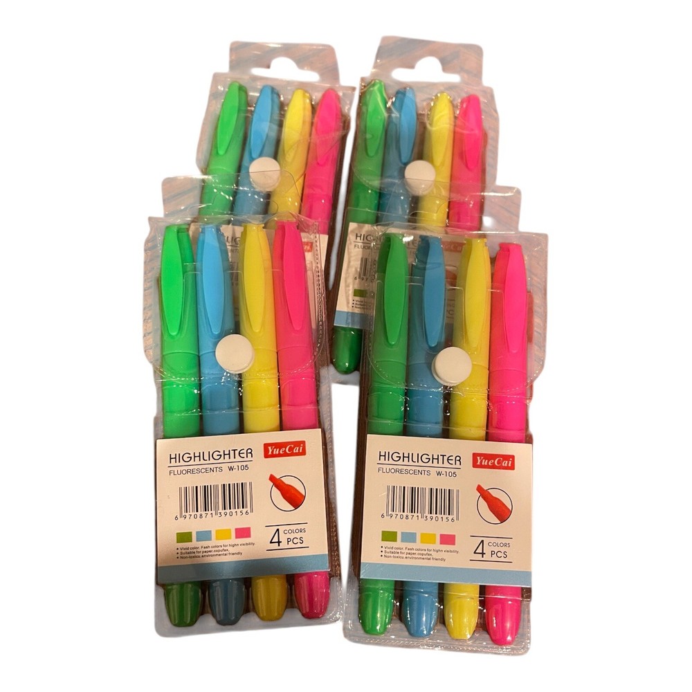 Classic YueCui Pocket Pen Sized Flash Highlighters Assorted Colors Pack of 4