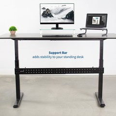 VIVO Black Universal Steel Clamp-on Desk Stabilizer Bar | Bracket Support System