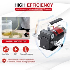 DC Gasoline Fuel Pump 3.7GPM Self-priming Oil Transfer Pump With Handle, Reversi