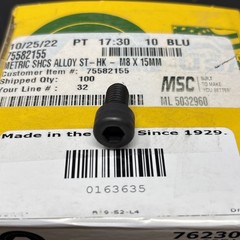 holo krome M8-1.25 X 15mm socket head cap screw qty 100