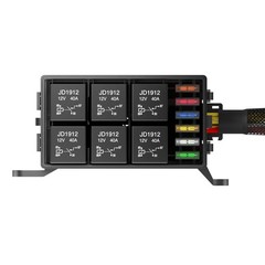 Universal 12V Automotive Relay Box 12 AWG Pre-Wired 6 Way Relay Fuse Box