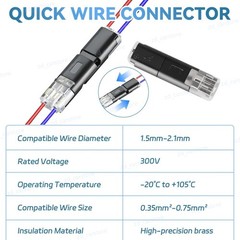 100pcs Double-Wire Plug-in Connector, Cable Clamp with Locking Buckle, AWG 18-22
