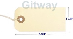 1000- 3 3/4″ x 1 7/8″ Size 3 Manila Inventory Shipping Hang Tags with String