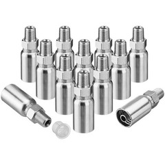 12 PACK 1/4″ NPTF Hydraulic Hose Fittings: 3/8″ I.D. Hose x 1/4″ NPTF Male Steel