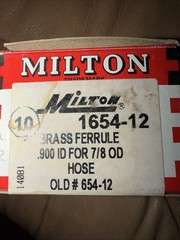 Milton 1654-12 Milton Industries 900″ ID For 7/8 OD Hose 10 Pcs Brass Ferrule