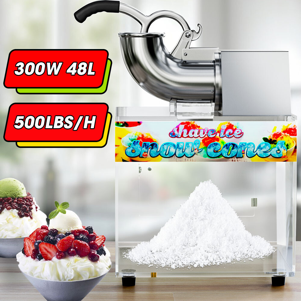VNN 500LBS/H Commercial Snow Cone Machine Electric Ice Shaver Ice Crusher 48L