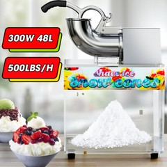 VNN 500LBS/H Commercial Snow Cone Machine Electric Ice Shaver Ice Crusher 48L