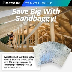 Sandbaggy Tie Plate for Wood (3-1/8″ x 5″) – Hot Dipped Galvanized Steel – 20 Ga