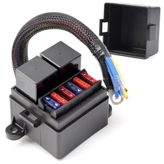 Pre-Wired Fuse Relay Box with 2 Relay Slots and 6 ATC/ATO Fuse Holder, 2 4Pin 80
