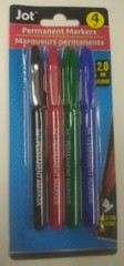 Jot Writing Permanent Markers 4pc of black, green, red, and blue 2.0 mm