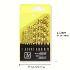 13Pcs HSS Titanium Coated Twist Drill Bit Set 1.5-6.5mm Hex Shank For wood Metal