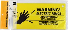 3-Pack Electric Fence Warning Signs – English, Spanish, French – High Visibility