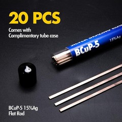 20 Sticks Brazing Rods Bcup-5 15% Silver Solder Phos Copper Brazing Alloys Flat
