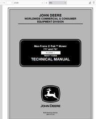 John Deere 777 797 Max Frame Z-Trak Mower Technical Manual Repair TM2077 PDF USB