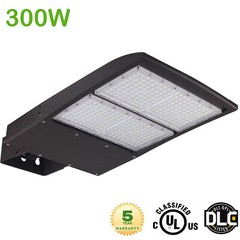 1000W MH Equiv 300W LED Shoebox Parking Lot Light with Yoke/Wall/Trunnion Mount