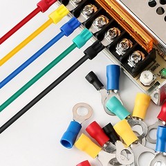 100Pcs 1/4 M6 Ring Terminals, AWG 12 10 Insulated Electrical Crimp Terminals