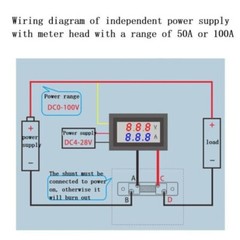 DC 0-100V 50A Voltmeter ammeter LED-Dual Digital Volt Amp Meter Gauge W/ Shunt-
