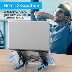 Adjustable Laptop Stand, Portable Laptop Riser for Desk, Abs+ Silicone, Foldable