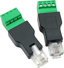 2Pcs RJ11 Male to 4 Pins Screw Terminal Block Adapter,4P4C Screw Terminal Connec