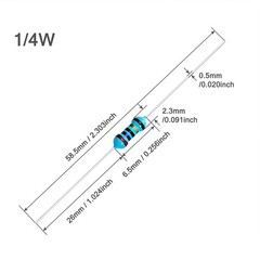 100 Pieces 2.2K Ohm Resistor 1/4W Metal Film Fixed Resistor Precision Tolerance
