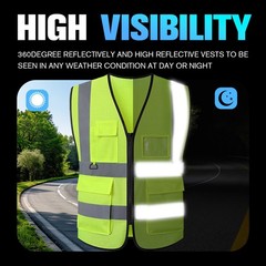 10 Pack Reflective Mesh Safety Vest, Breathable Hi Vis Vest Construction Work…