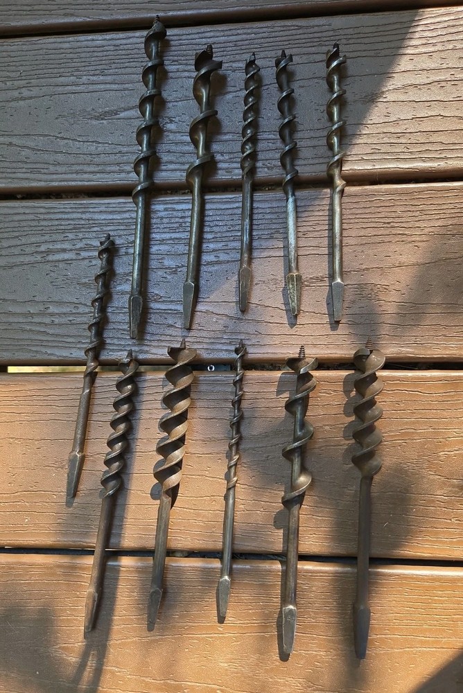 LOT OF 11 VINTAGE AUGER DRILL BRACE HAND TOOL BITS USA IRWIN MEMPHSITO