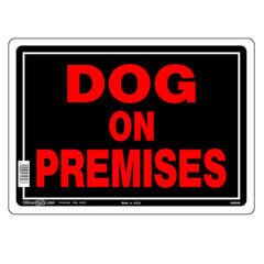 Hillman 848546 Red & Black Aluminum Dog On Premises Sign – 10″ X 14″