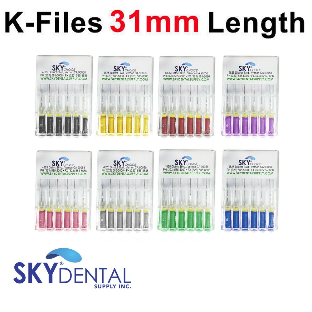 31mm K-FILES K Files DENTAL ENDODONTIC FILE LENGTH SIZE 6 8 10 15 20 25 30 35