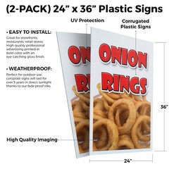 Onion Rings 24″ x 36″ 2 Pack Of Store Sign Plastic Or Decal