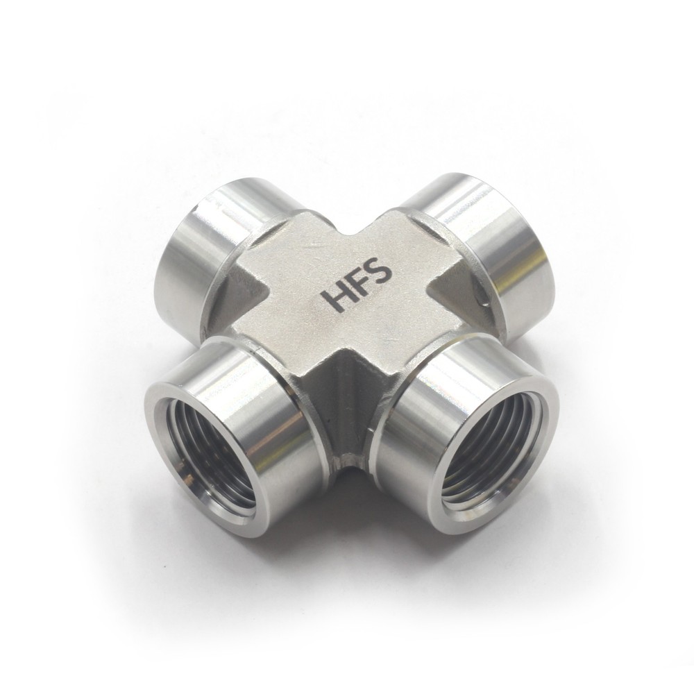 HFS(R) 1/2″ NPT Female Thread Pipe Fitting 4 Way Cross Stainless Steel 304