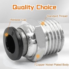 10 Pcs Push to Connect Fittings 6mm Tube OD x 1/4 Inch NPT Thread, Male Straight