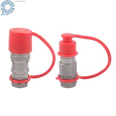 3/8″ Flat Face Hydraulic Quick Coupler Set w/ Dust Caps 3/8″ NPT