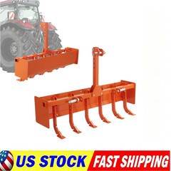 Powder Coated Steel 55″ Box Blade Scraper W/ 6 Scarifier Shank For Cat 0 Cat 1